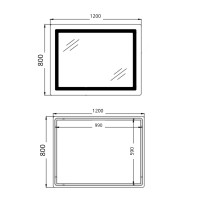 Дзеркало настінне Cardinal (CA2) 1200х800 мм, прямокутне, з LED-підсвічуванням Touch, антизапотіванням, диммером, рег. темп. кольору (3000-6500K) Qtap QTAP фото 1