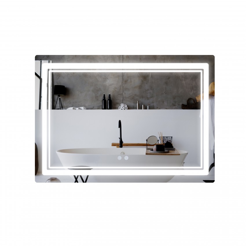 Дзеркало настінне Cardinal (CA2) 1200х800 мм, прямокутне, з LED-підсвічуванням Touch, антизапотіванням, диммером, рег. темп. кольору (3000-6500K) Qtap QTAP