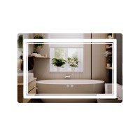 Дзеркало настінне Cardinal (CA2) 800х600 мм, прямокутне, з LED-підсвіткою Touch, антизапотіванням, димером, рег. темп. кольору (3000-6500K), Reverse Qtap