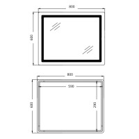 Дзеркало настінне Cardinal (CA2) 800х600 мм, прямокутне, з LED-підсвіткою Touch, антизапотіванням, димером, рег. темп. кольору (3000-6500K), Reverse Qtap QTAP фото 1