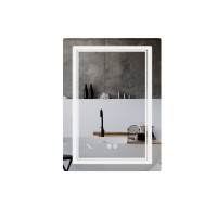 Дзеркало настінне Cardinal (CA2) 600х800 мм, прямокутне, з LED-підсвіткою Touch, антизапотіванням, димером, рег. темп. кольору (3000-6500K), Reverse Qtap