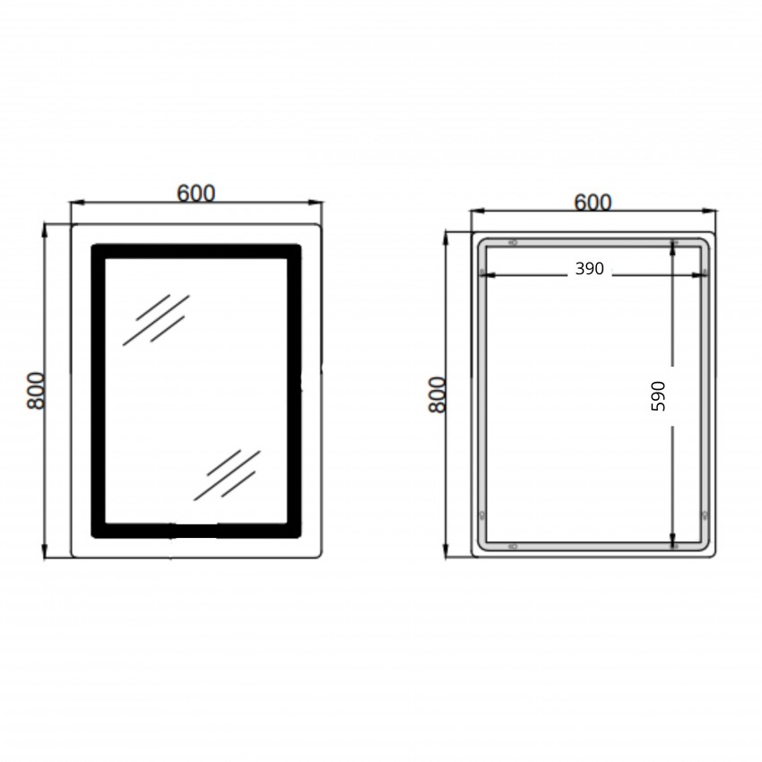 Дзеркало настінне Cardinal (CA2) 600х800 мм, прямокутне, з LED-підсвіткою Touch, антизапотіванням, димером, рег. темп. кольору (3000-6500K), Reverse Qtap QTAP фото 1