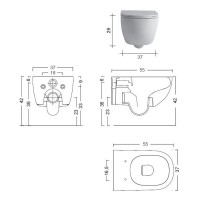 003 709 008 PIN Унітаз підвісний, без обідка(-Rimless), колір Nero gloss (1 сорт) NIC Design фото 1