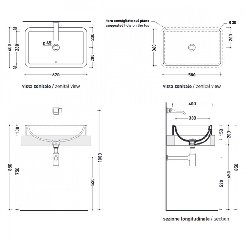 NL62INC NILE Раковина на стільницю, antracite (1 сорт) FLAMINIA фото 2