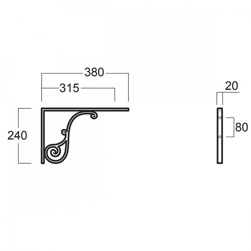 MNSAR Кронштейн металевий, білий (пара) (1 сорт) SIMAS фото 2