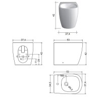 004 432 003 OVVIO Біде підлогове, приставне до стіни, колір білий мат (1 сорт) NIC Design фото 1