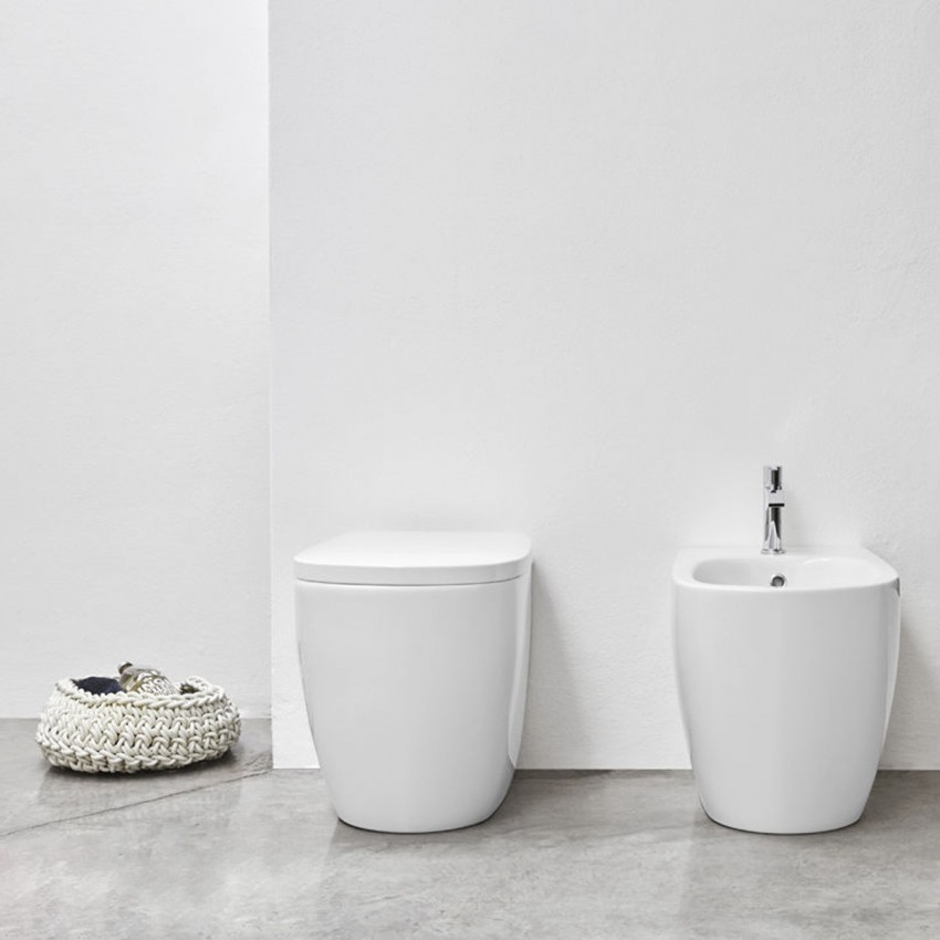 004 432 003 OVVIO Біде підлогове, приставне до стіни, колір білий мат (1 сорт) NIC Design фото 2