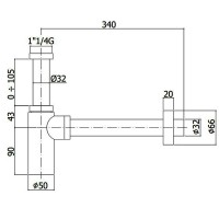 ZACC240ST сифон для раковини, нерж. сталь (1 сорт) Paffoni фото 1