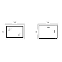 Дзеркало настінне Kubis (KU1) 700х500 мм, прямокутне, з LED-підсвічуванням Touch,  антизапотіванням, димером, рег. яскравості Lidz LIDZ фото 1