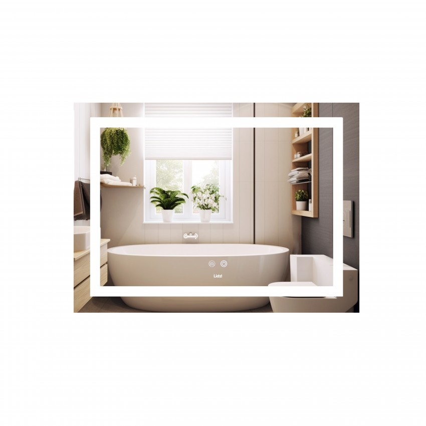 Дзеркало настінне Kubis (KU1) 700х500 мм, прямокутне, з LED-підсвічуванням Touch,  антизапотіванням, димером, рег. яскравості Lidz LIDZ