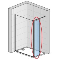 BTE204200620 Монтажний комплект, коротка стінка, що повертається на 90*чорний матовий, колір скла Parsol сірий (1 сорт) SanSwiss