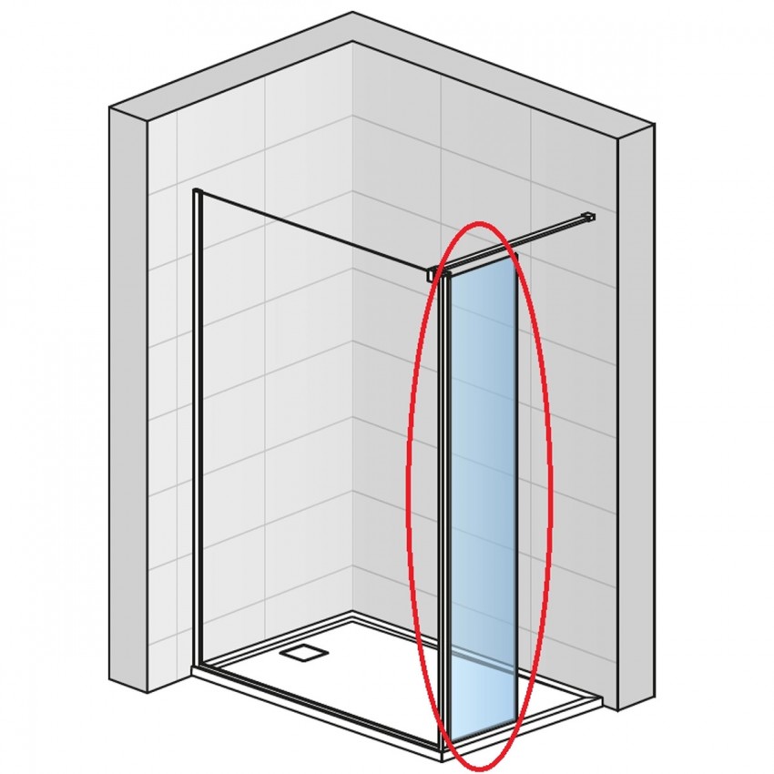 BTE204200620 Монтажний комплект, коротка стінка, що повертається на 90*чорний матовий, колір скла Parsol сірий (1 сорт) SanSwiss