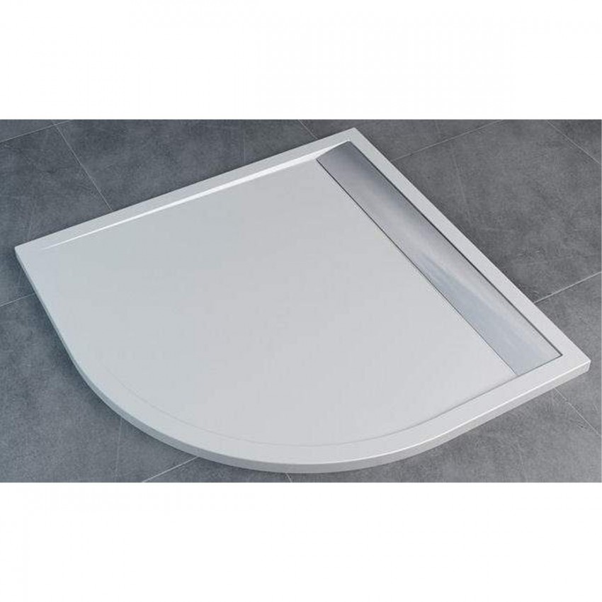 WIR551005004 ILA піддон,четверть кола 1000x1000мм (2уп), білий, кришка сифону алюміно-хром (1 сорт) SanSwiss
