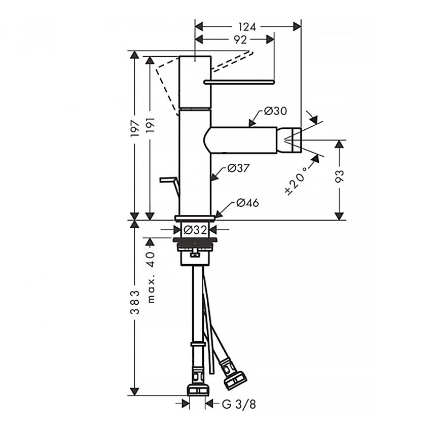 38211000 Uno New Змішувач д/біде (1 сорт) AXOR фото 1