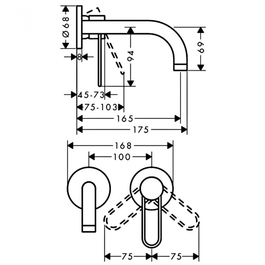 38121000 Uno2 Зовнішня частина змішувача д/раковини (1 сорт) AXOR фото 1