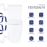 Унітаз підлоговий Dove Rimless 605x370x800 мм, White, з сидінням Slim Duroplast/ Soft-close/ Quick Release QT06228380BW Qtap QTAP фото 2