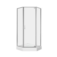 Набір: Душова кабіна Leo CRM10995-AC6, 2020x900x900 мм, п'ятикутна, скло прозоре 6 мм CalcLess + Душовий піддон Diamond 309912C Qtap QTAP