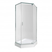 Набір: Душова кабіна Scorpio CRM10995-AC6, 2120x900x900 мм, п'ятикутна, скло прозоре 6 мм CalcLess + Душовий піддон Diamond 309912 Qtap QTAP
