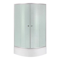 Набір: Душова кабіна Latwa SC90x90.SAT.MID.FR напівкругла, скло Frost 4 мм + Душовий піддон Kapielka ST90x90x26, з панеллю Lidz LIDZ