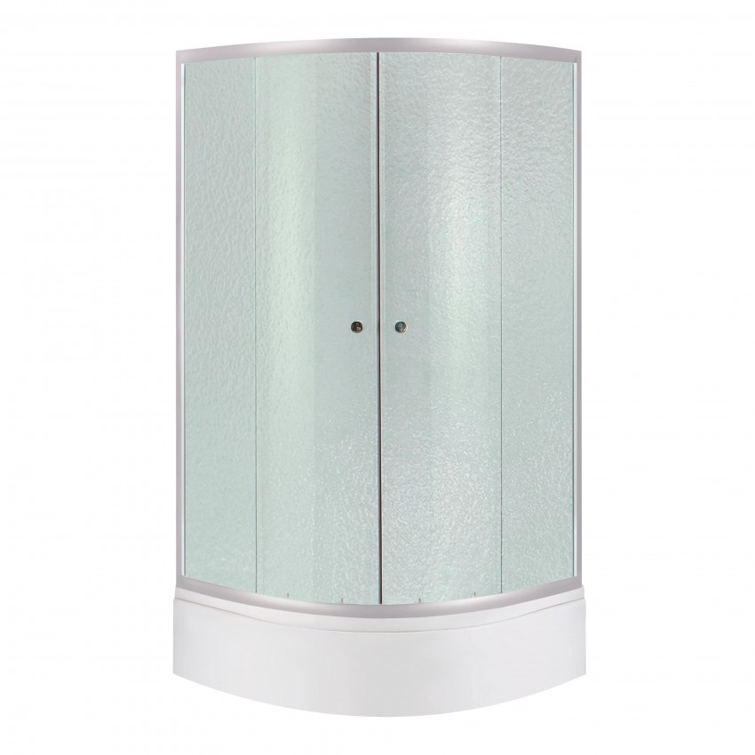 Набір: Душова кабіна Latwa SC90x90.SAT.MID.FR напівкругла, скло Frost 4 мм + Душовий піддон Kapielka ST90x90x26, з панеллю Lidz LIDZ