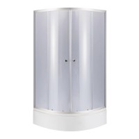 Набір: Душова кабіна Latwa SC90x90.SAT.MID.GR напівкругла, скло тоноване 4 мм + Душовий піддон Kapielka ST90x90x26, з панеллю Lidz LIDZ