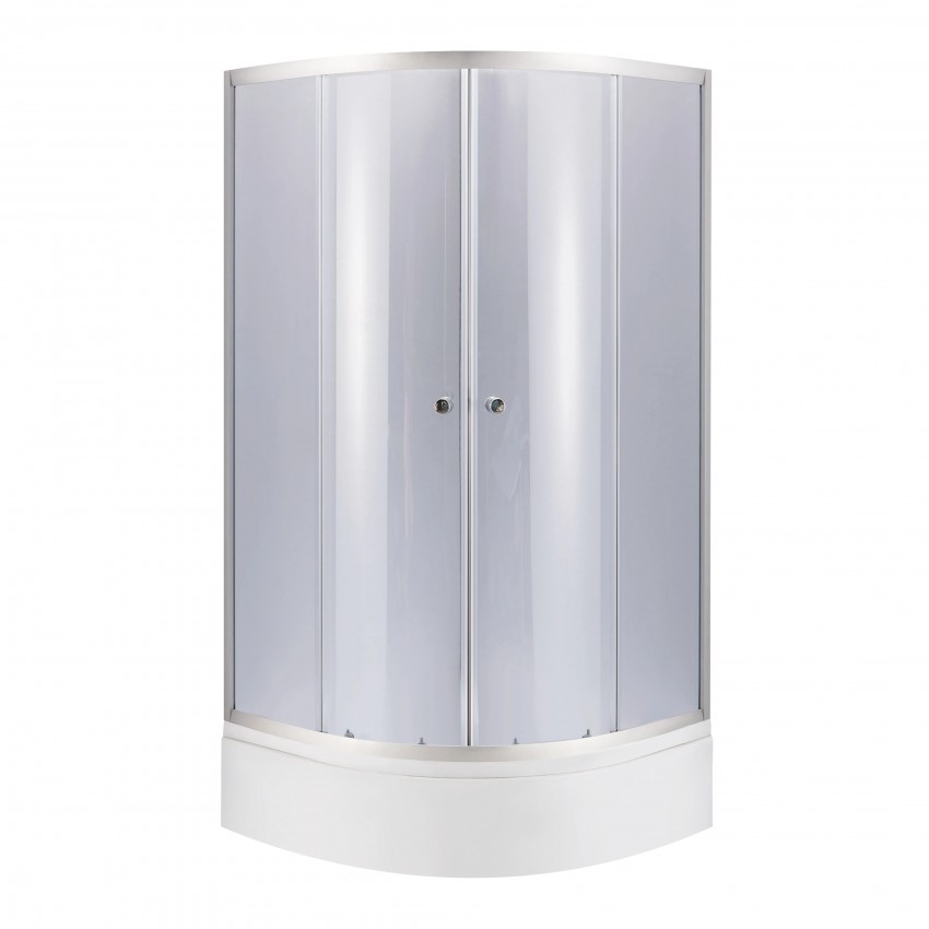 Набір: Душова кабіна Latwa SC90x90.SAT.MID.GR напівкругла, скло тоноване 4 мм + Душовий піддон Kapielka ST90x90x26, з панеллю Lidz LIDZ