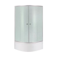 Набір: Душова кабіна Latwa SC80x80.SAT.HIGH.FR напівкругла, скло Frost 4 мм + Душовий піддон Kapielka ST80x80x41, з панеллю Lidz LIDZ