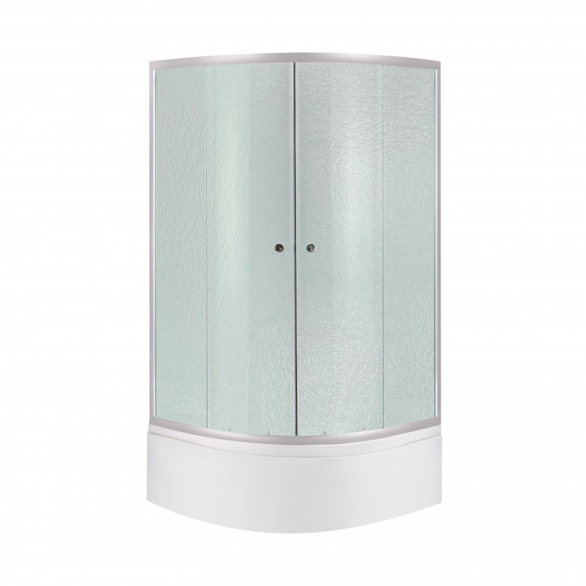 Набір: Душова кабіна Latwa SC80x80.SAT.HIGH.FR напівкругла, скло Frost 4 мм + Душовий піддон Kapielka ST80x80x41, з панеллю Lidz LIDZ