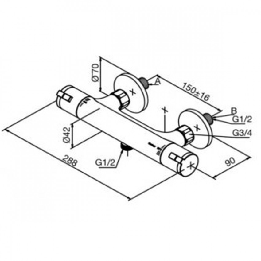 574000064  SPACE Zero Змішувач д/душа терм. хром, (1 сорт) Damixa фото 1
