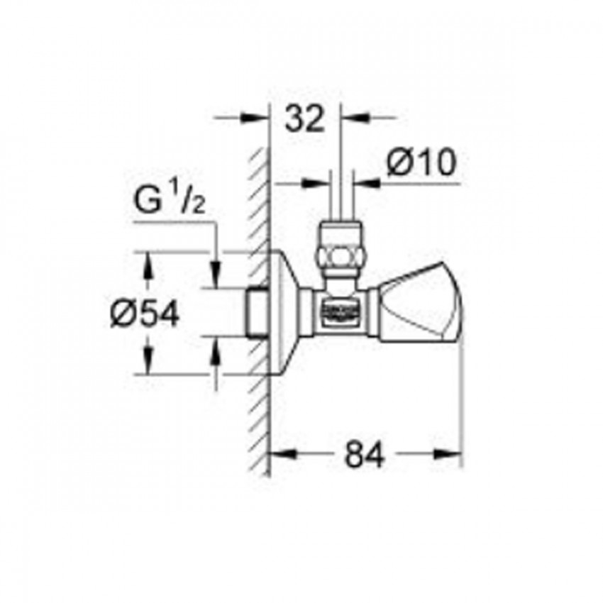 22939000 Універсальний кутовий вентиль mini з 1/2 на 3/8 (1 сорт) GROHE фото 1