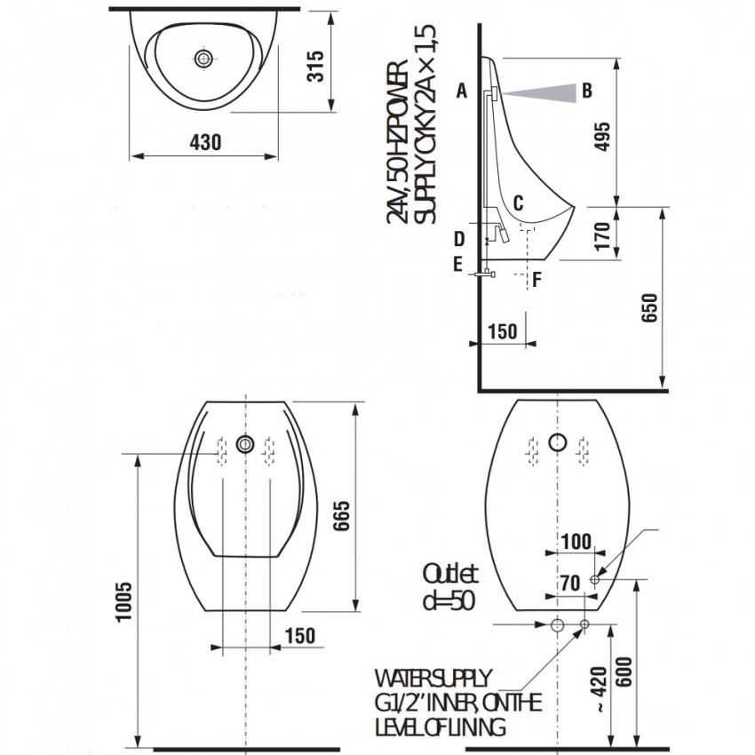 H8411010004871 DOMINO Уринал сенсорний (1 сорт) JIKA фото 2