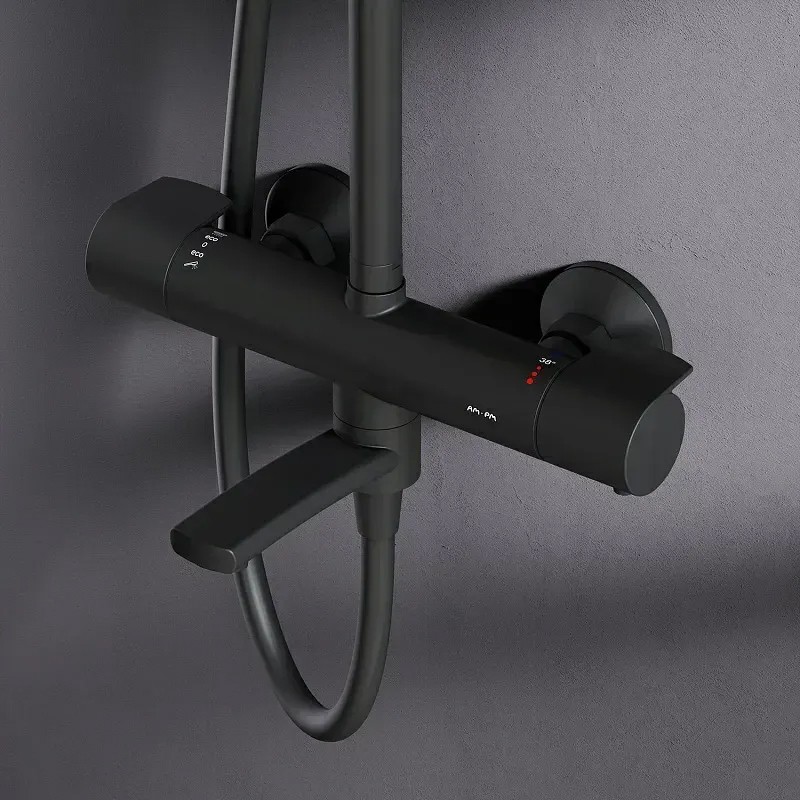 F0785A522 X-Joy Душ.система: зм-ач д/ванни/душу з ТМС, душ.штанга,верхній душ 220мм, ручн душ,чорний матовий (1 сорт) AM.PM фото 3