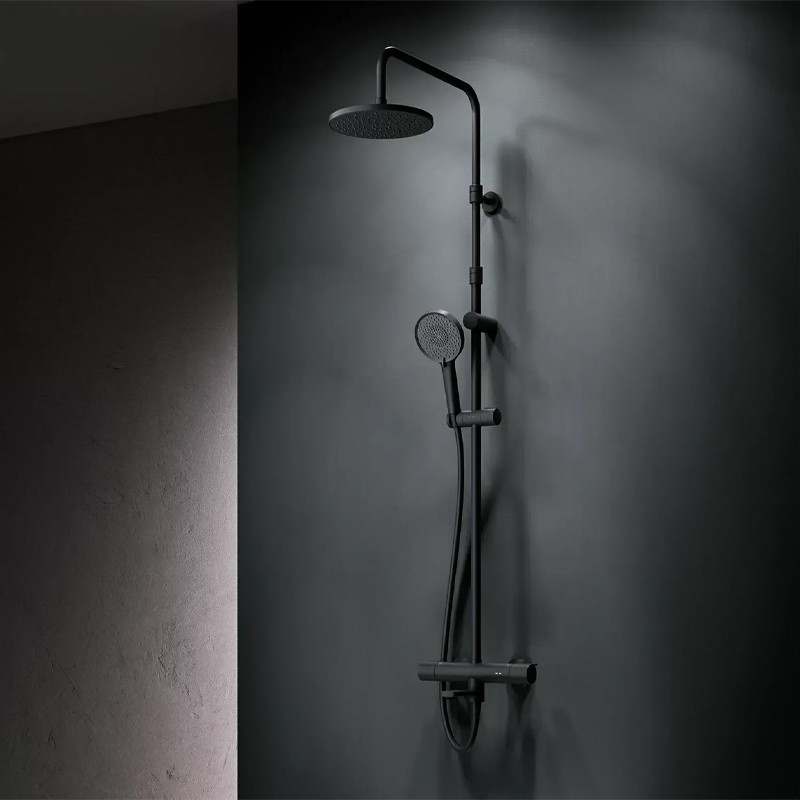 F0785A522 X-Joy Душ.система: зм-ач д/ванни/душу з ТМС, душ.штанга,верхній душ 220мм, ручн душ,чорний матовий (1 сорт) AM.PM