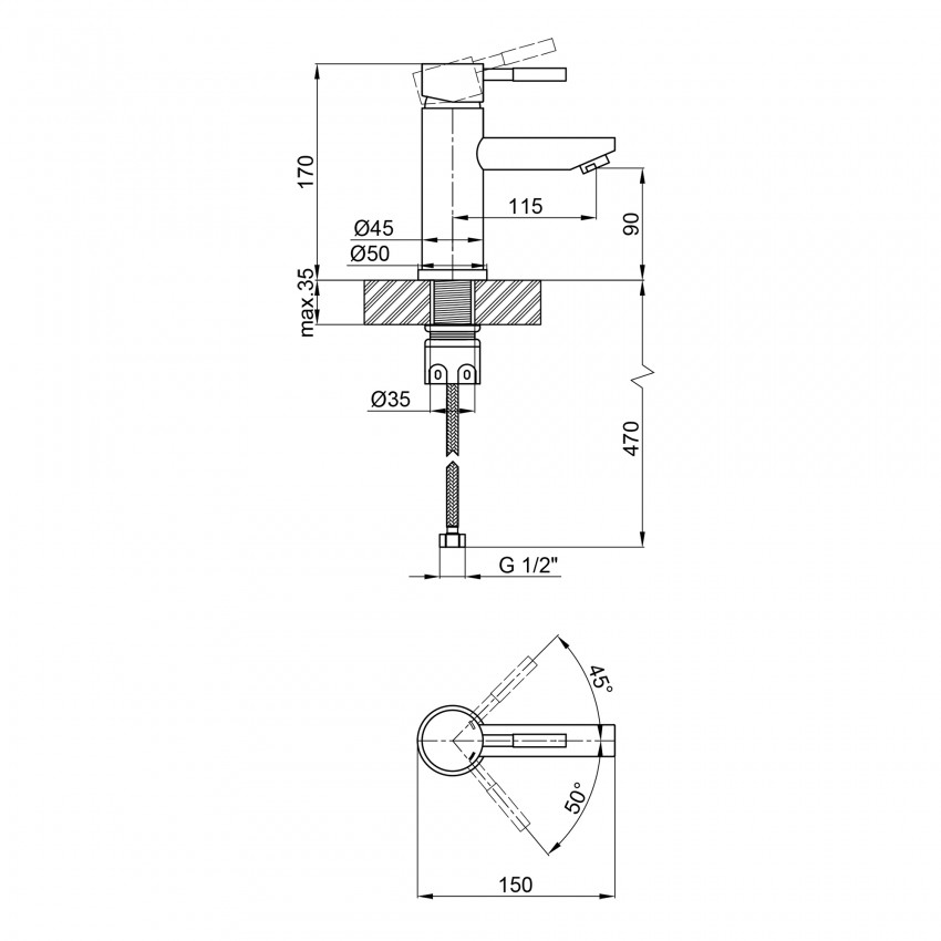 Змішувач для раковини низький Aria 001F, Black (k35) LDARI001FBLA43367 Lidz LIDZ фото 1