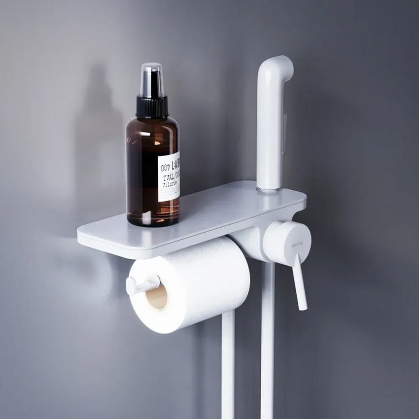 773500200 Jupiter, Вбудований в стіну змішувач з гіг душем і полицею, білий (1 сорт) Damixa