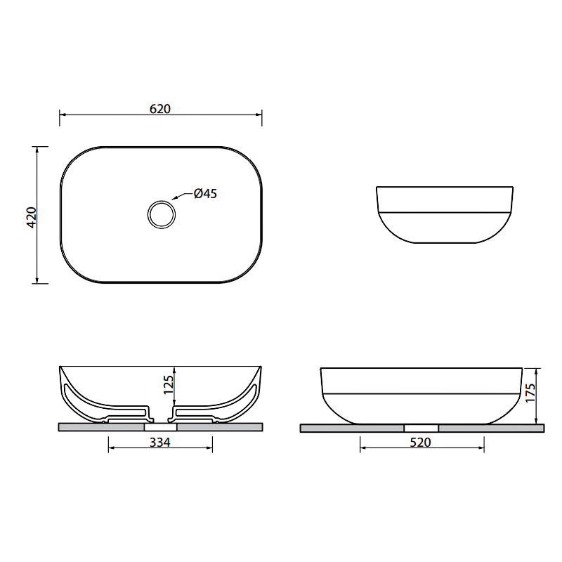 MBLVP2  POOL 2 раковина на стільницю без перелива 62х42, в кольорі графіт (1 сорт) SDR фото 2