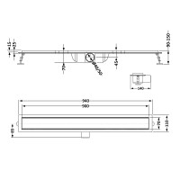 Лінійний трап із нержавіючої сталі Taurus Tile900 з сухим затвором під плитку Qtap QTAP фото 1