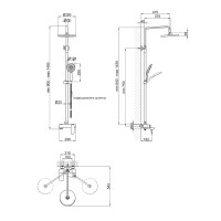 Душова система універсальна Vlasta New, Gunmetal Black PVD (k35) на три споживача (з виливом) QTVLA111GMB45651 Qtap QTAP фото 1