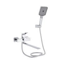 Змішувач для ванни Presto, Chrome (k35) з довгим поворотним виливомта душовим гарнітуром QTPRE2601CRM45573 Qtap QTAP