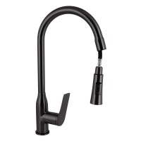 Змішувач для кухні Vlasta New, Gunmetal Black PVD (k35) з висувним виливом QTVLA344GMB45647 Qtap QTAP фото 2