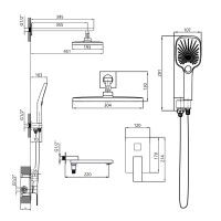 Душова система універсальна Gemini, Matt Black (k35) прихованого монтажу на три споживача QTGEM114BLM45703 Qtap QTAP фото 1