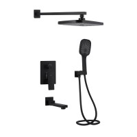 Душова система універсальна Gemini, Matt Black (k35) прихованого монтажу на три споживача QTGEM114BLM45703 Qtap QTAP