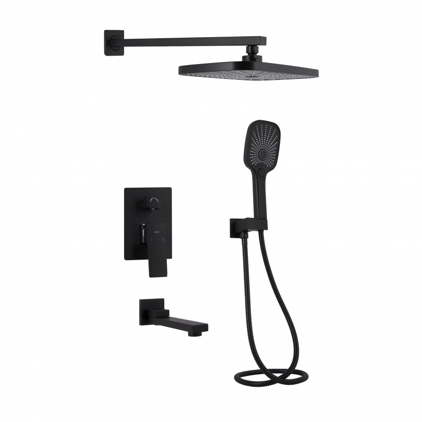Душова система універсальна Gemini, Matt Black (k35) прихованого монтажу на три споживача QTGEM114BLM45703 Qtap QTAP