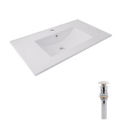 Комплект Albatross: Раковина врізна меблева 820x460x180 мм, White, прямокутна + Донний клапан Pop-up PU02O QTAP