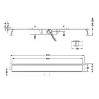 Лінійний трап із нержавіючої сталі Scorpio Tile900 під плитку (поворотний сифон/сухий затвор) Qtap QTAP фото 1