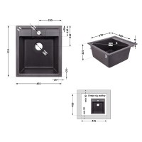 Мийка для кухні (GRF-13) 460х515/200 Lidz LIDZ фото 1