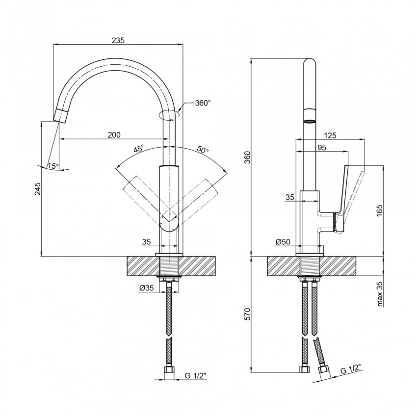 Змішувач для кухні Slavonice, Chrome (k35) QTSLV9042103UC Qtap QTAP фото 1
