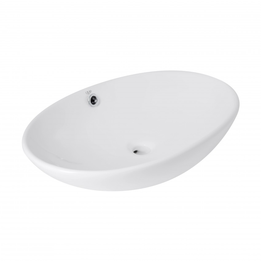 Раковина накладна Dove 635x420x150 мм, White, овальна, без донного клапана QT06118168W Qtap QTAP