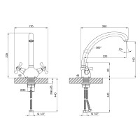 Змішувач для кухні Lamb 273F, Chrome двовентильний LDLAM273FCRM21890 Lidz LIDZ фото 1