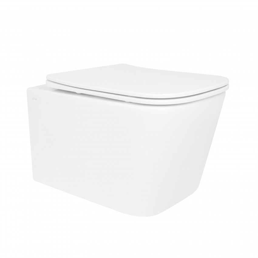 Унітаз підвісний Crow Rimless 485х340х330 мм, White, з сидінням Slim Duroplast/ Soft-close/ Quick Release QT05335171RW Qtap QTAP